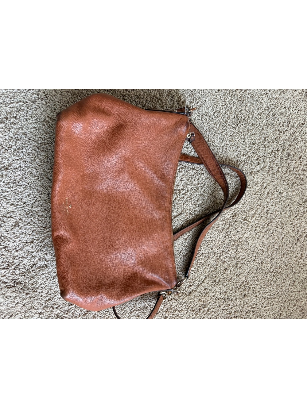 brown pebbled leather Kate Spade handbag crossbody shoulder medium zipped